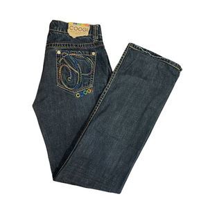 Coogi Australia Black Rainbow Colorful Embroidered Straight Leg Jeans Size 11/12